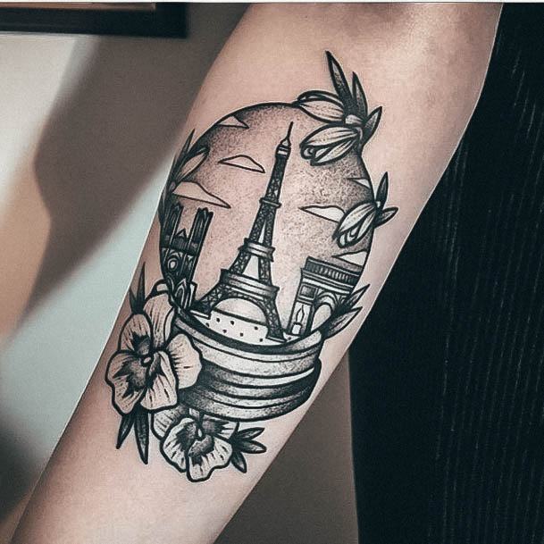 Girls Tattoos With Eiffel Tower