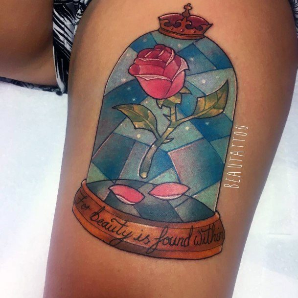 Girls Tattoos With Enchanted Rose