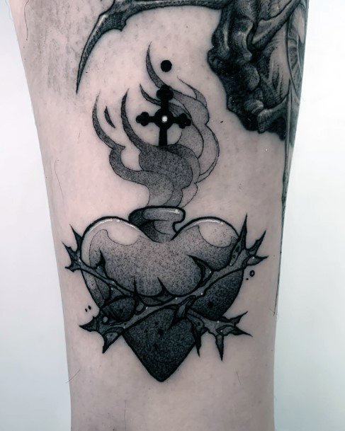 Girls Tattoos With Flaming Heart