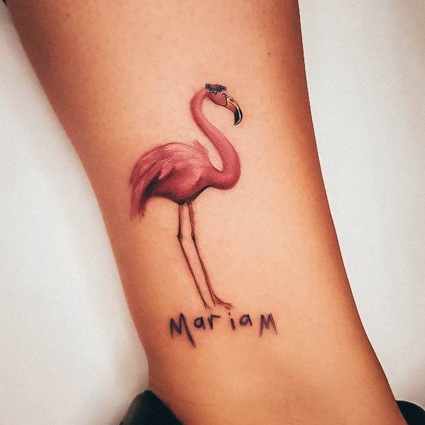 Girls Tattoos With Flamingo