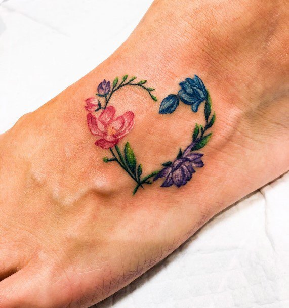 Girls Tattoos With Flower Heart