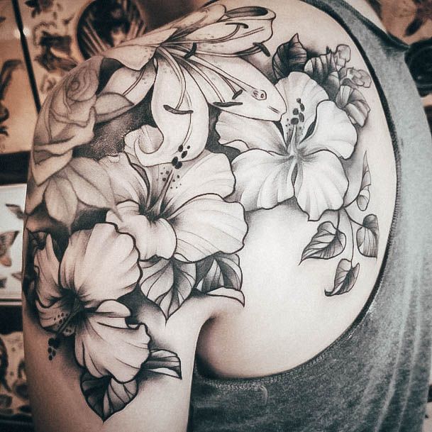 Girls Tattoos With Hibiscus