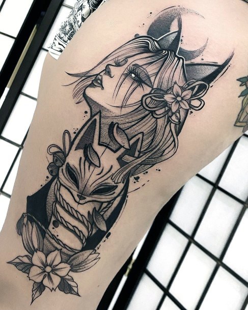 Girls Tattoos With Kitsune