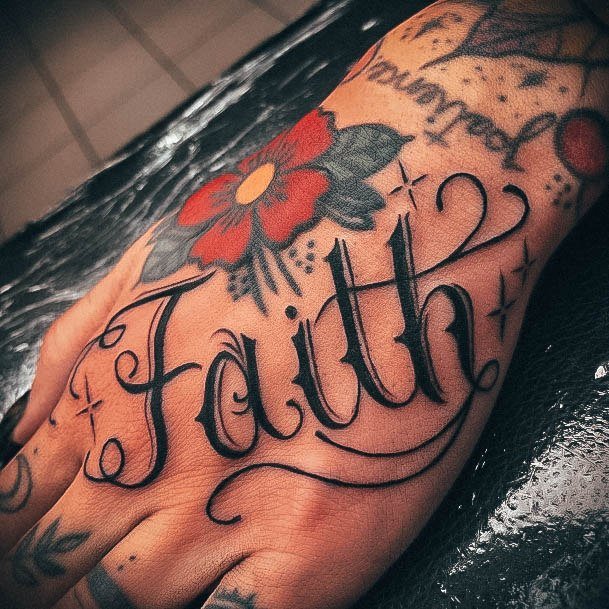 Girls Tattoos With Lettering Faith Foot