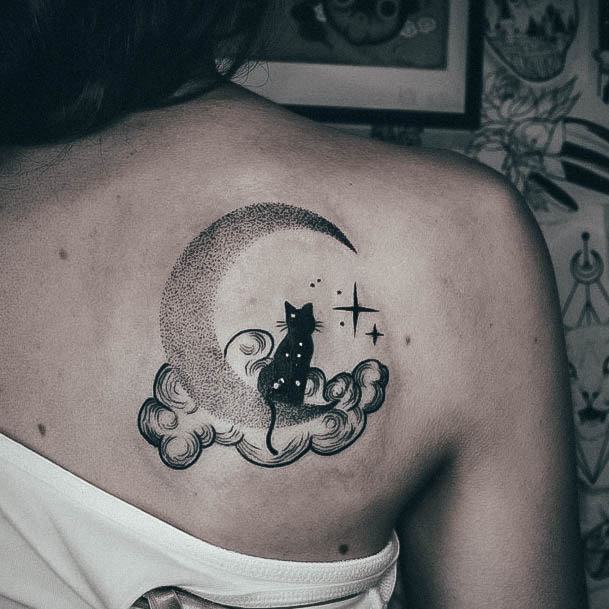 Girls Tattoos With Moon And Stars