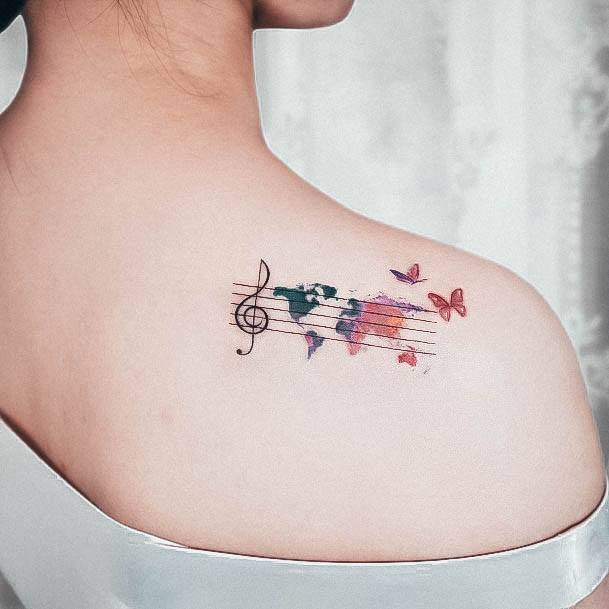 Girls Tattoos With Music Shoulder