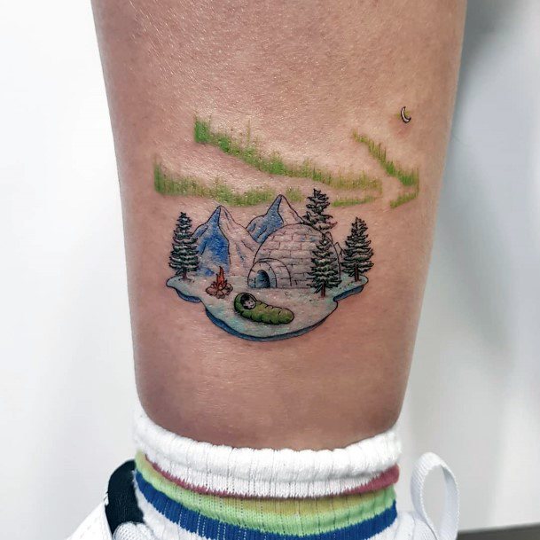 Girls Tattoos With Northern Lights