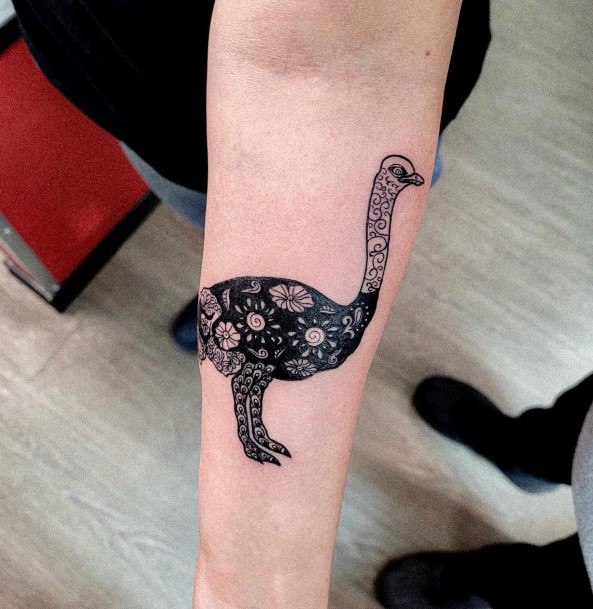 Girls Tattoos With Ostrich