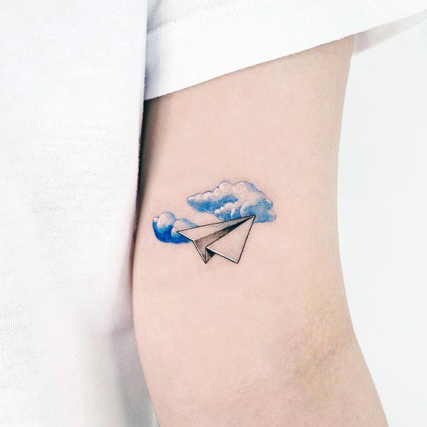 Girls Tattoos With Paper Airplane