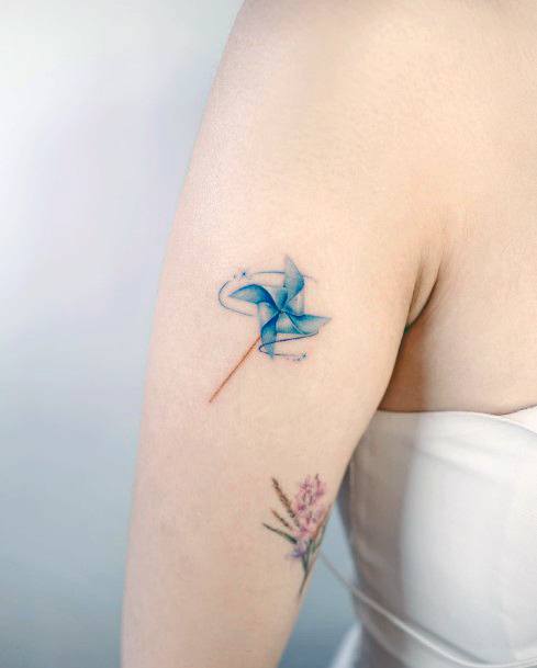 Girls Tattoos With Pin Wheel