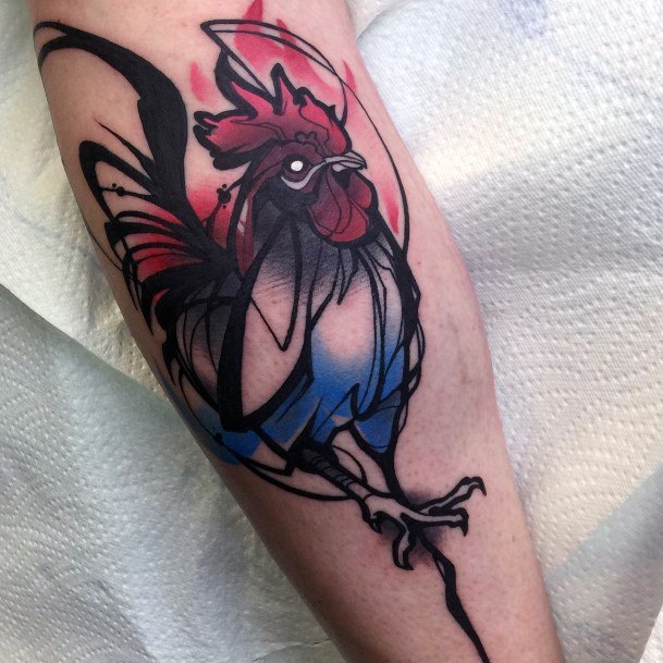 Girls Tattoos With Rooster