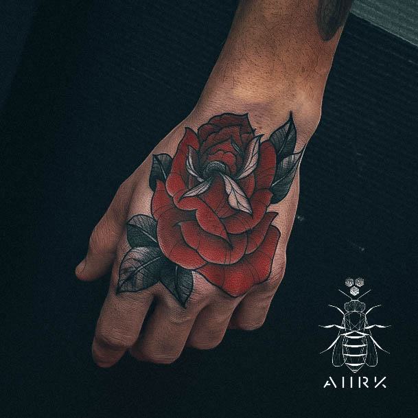 Girls Tattoos With Rose Hand