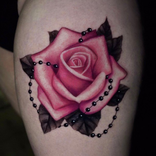 Girls Tattoos With Rose Thigh