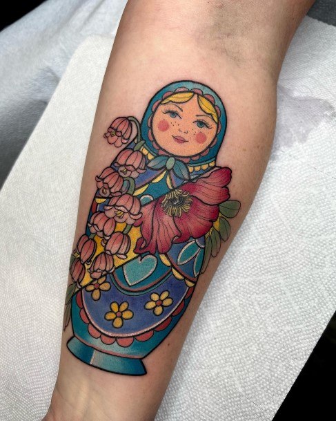 Girls Tattoos With Russian Nesting Doll Matryoshka