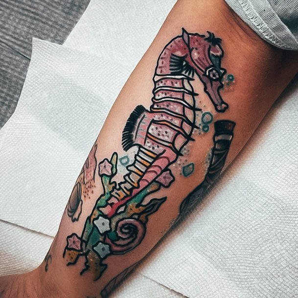 Girls Tattoos With Seahorse