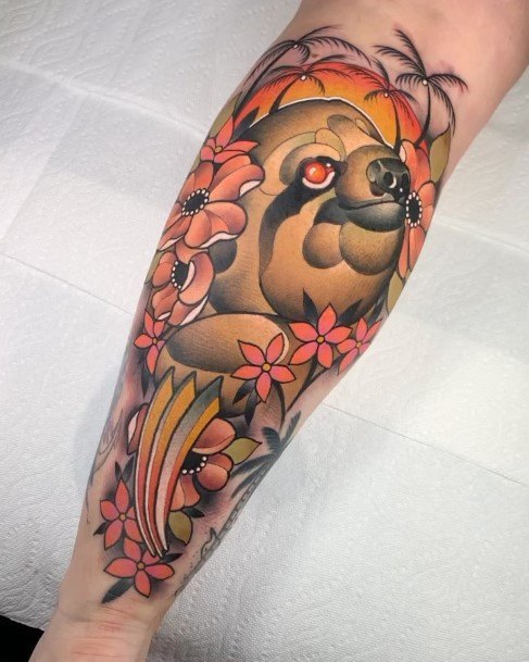 Girls Tattoos With Sloth