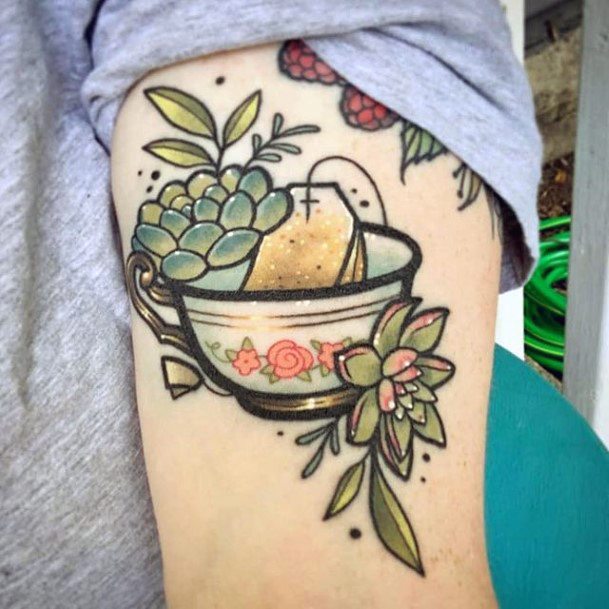 Girls Tattoos With Succulent