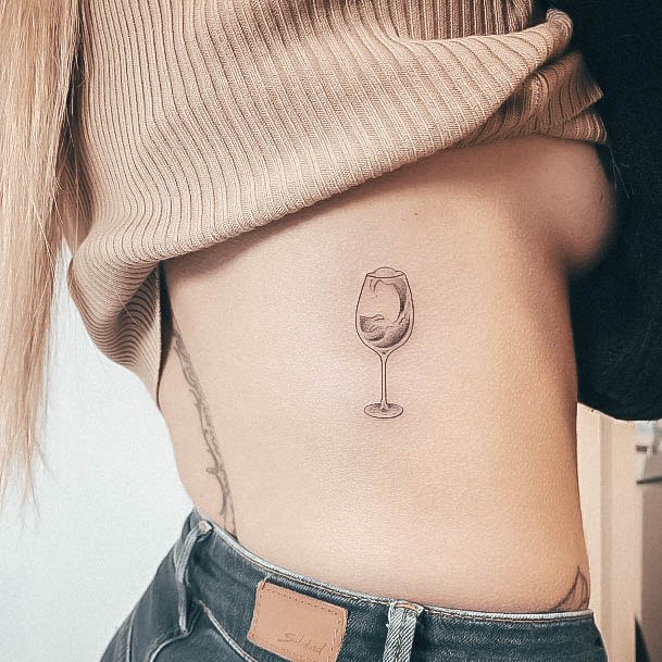 Girls Tattoos With Wine Glass