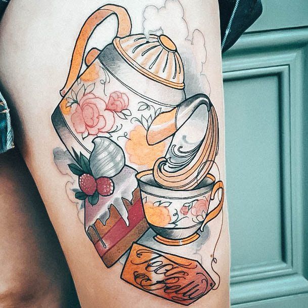 Girls Tea Cup Tattoo Designs