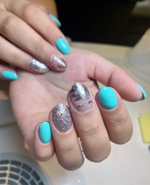 Girls Teal Turquoise Dress Fingernails Designs