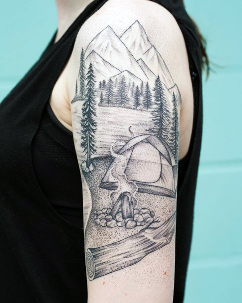 Girls Tent Tattoo Designs