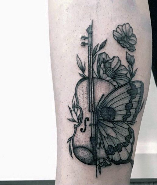 Girls Violin Tattoo Designs