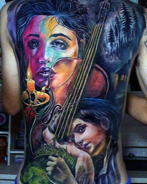 Girls Violin Tattoo Ideas