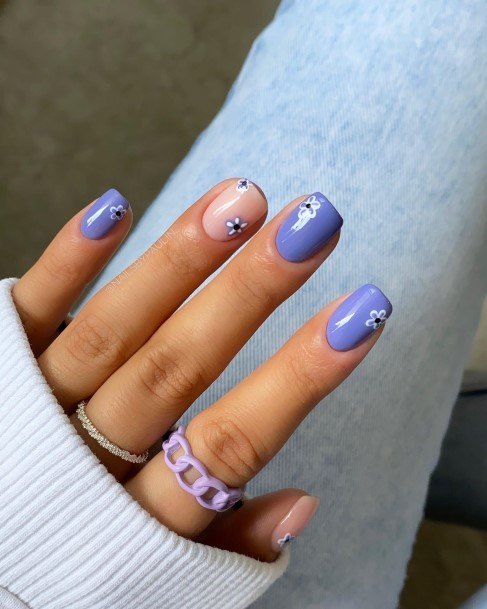 Girls White And Purple Nail Ideas