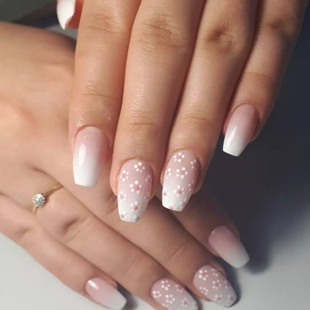 Girls White Ombre Fingernails Designs