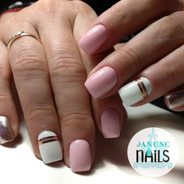 Girls White Square Nail Ideas