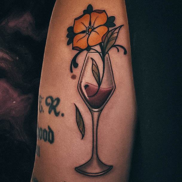 Girls Wine Glass Tattoo Designs