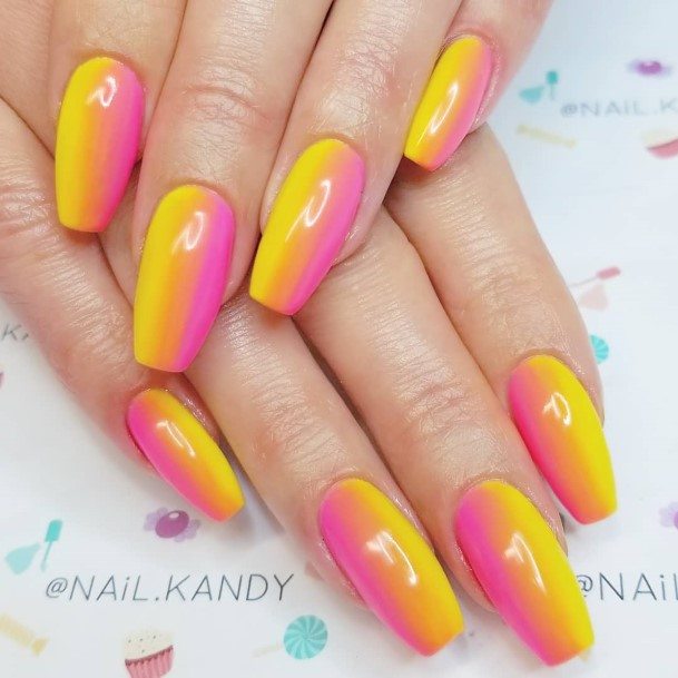 Girls Yellow And Pink Nail Ideas