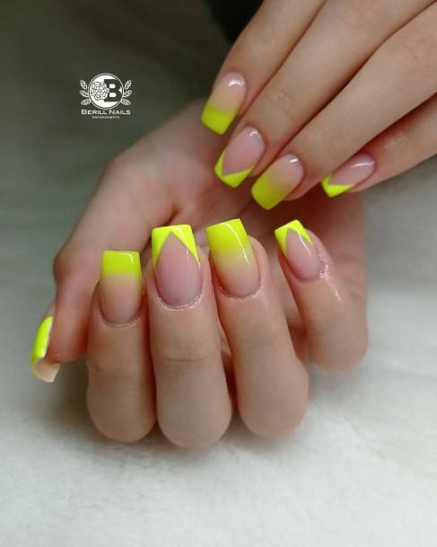 Girls Yellow Square Nail Art Ideas