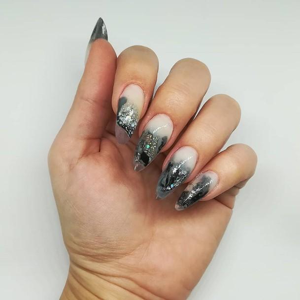 Girly Black And Grey Nail Ideas