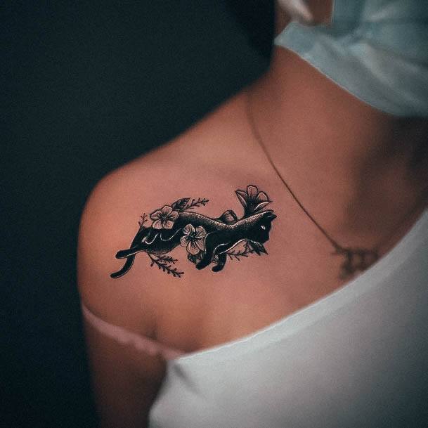 Girly Black Cat Tattoo Ideas