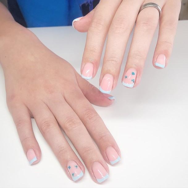 Girly Blue French Tip Nail Ideas