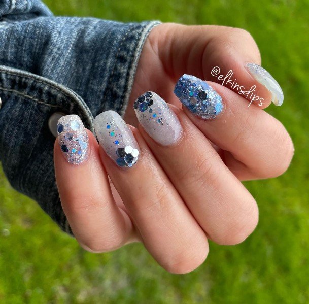 Girly Blue Glitter Nails Ideas