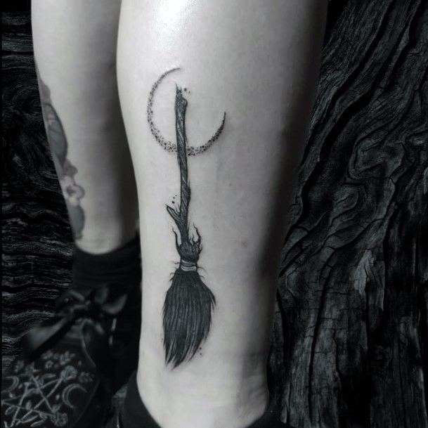 Girly Broomstick Designs For Tattoos