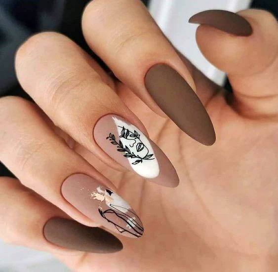 Girly Brown Dress Nails Ideas