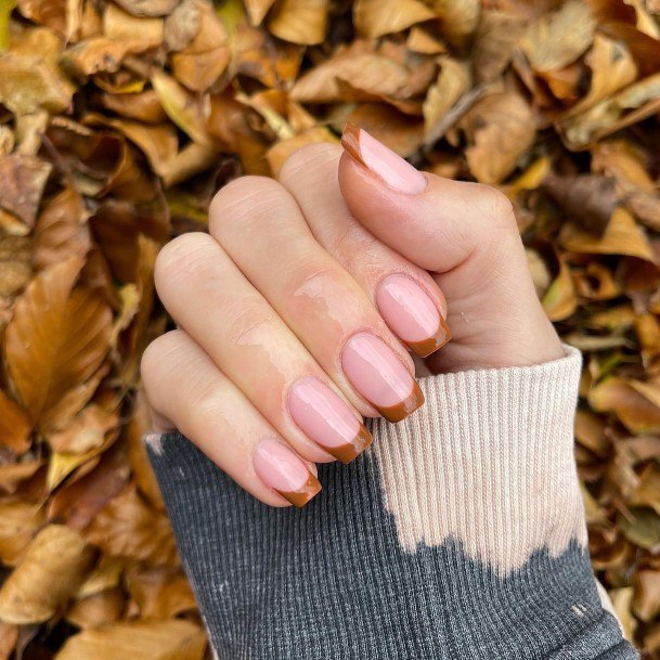 Girly Brown French Tip Nails Ideas