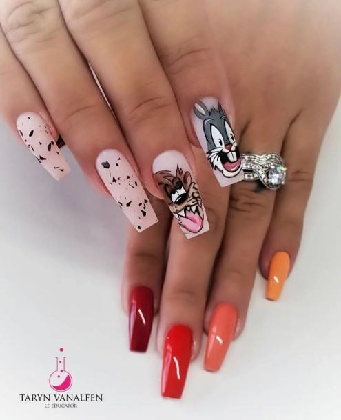 Girly Cartoon Nail Ideas