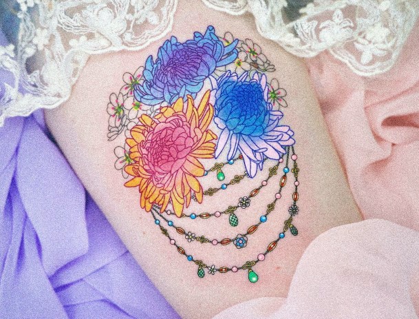 Girly Chrysanthemum Tattoo Ideas