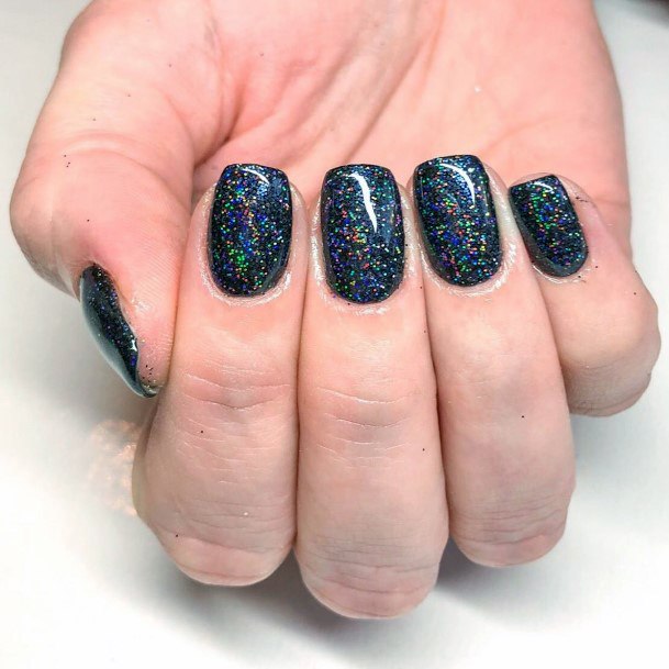 Girly Colorful Black Sparkly Nails Inspiration For Women