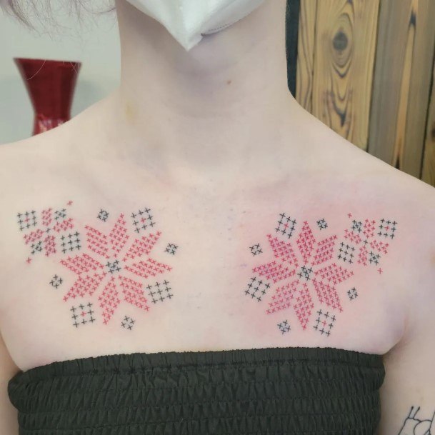 Girly Cross Stitch Tattoo Ideas