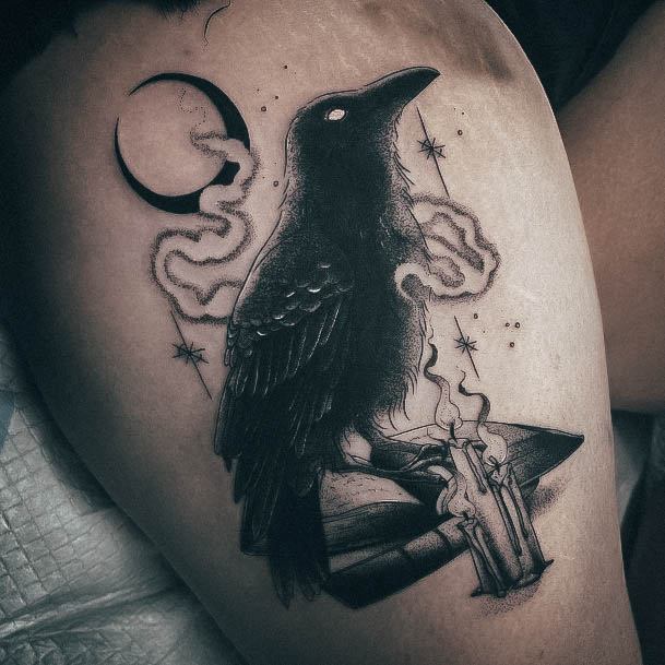 Girly Crow Tattoo Ideas