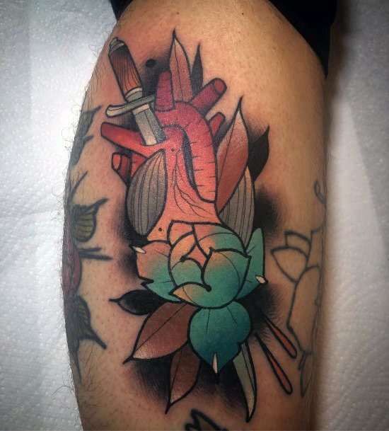 Girly Dagger Heart Tattoo Ideas