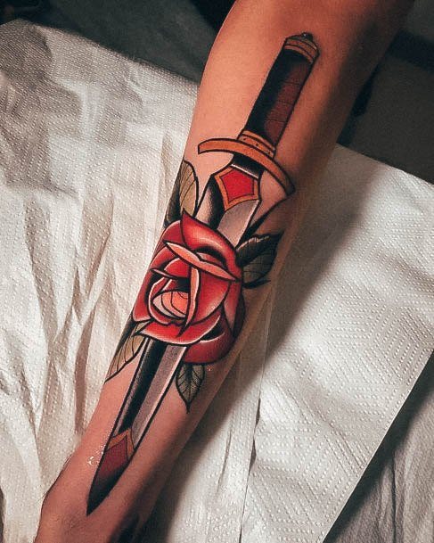 Rose Dagger Tattoo  Etsy