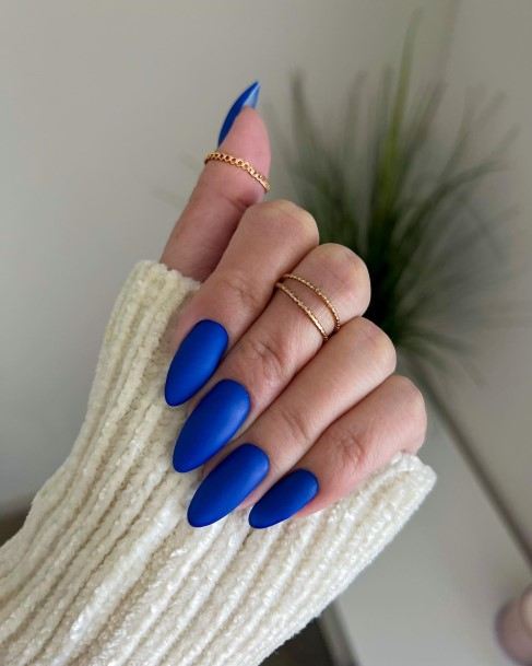 Girly Dark Blue Matte Nails Ideas