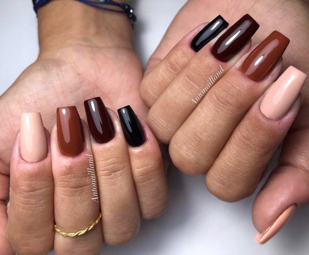 Girly Dark Brown Nail Ideas