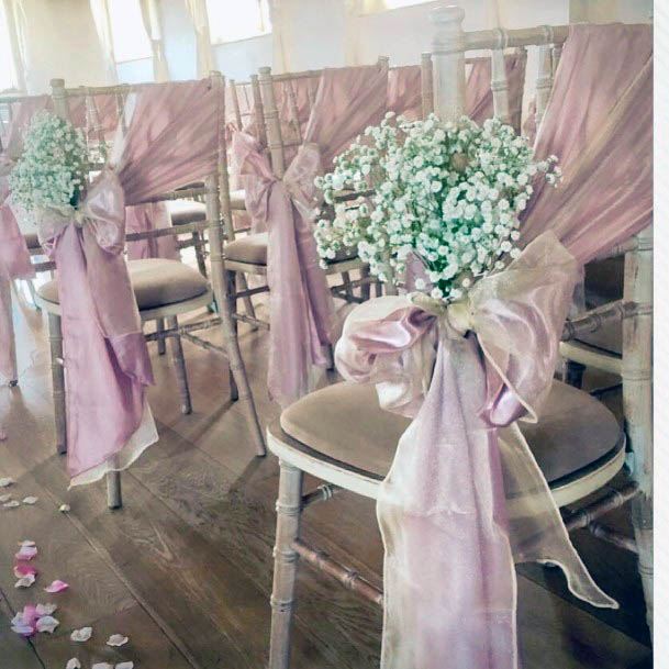 Girly Fascinating Pink Sheer Curtain Lovely White Wild Flower Chair Decorations Wedding Ideas